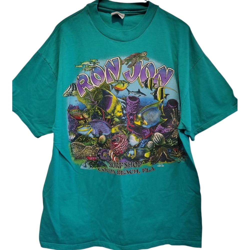 Adult Ron Jon Ocean Graphic Tee - Teal Sz L